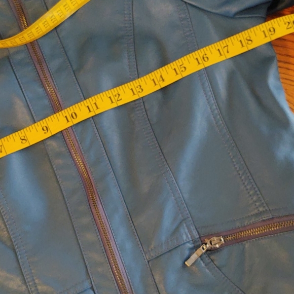 Christopher & Banks Teal Vegan Zip Front Jacket SP - Picture 10 of 11